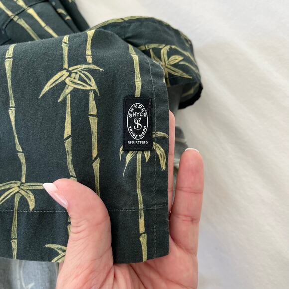 Todd Snyder Aloha Stamp Print Palm Bamboo Camp Collar Short Sleeve Button Up - Picture 9 of 11